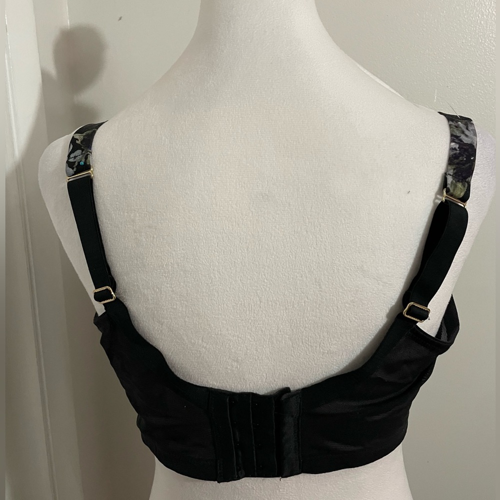 NWOT CACIQUE Unlined Balconette Underwire Bra Black Floral Eyelash Lace 44G - Picture 4 of 10